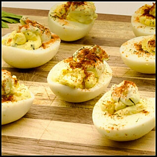 Phil's pickle dip with Deviled Eggs