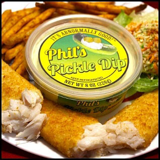 Phil's pickle dip with Fish Platter