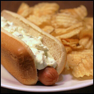 Phil's pickle dip with Hotdog